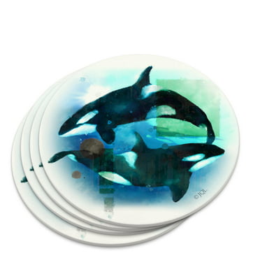 Dolphin and Baby Having Fun Ocean Novelty Coaster Set 